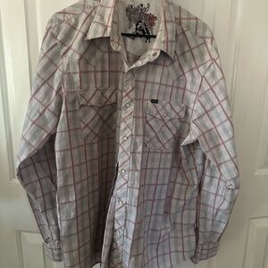 Red and White Casual Button Down Shirt